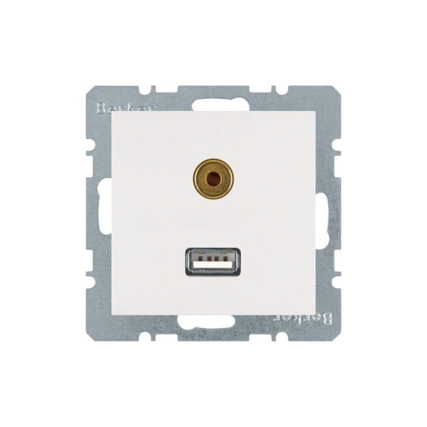 Berker 3315398989 USB/3,5 mm Audio Steckdose S.1/B.3/B.7 polarweiß glänzend