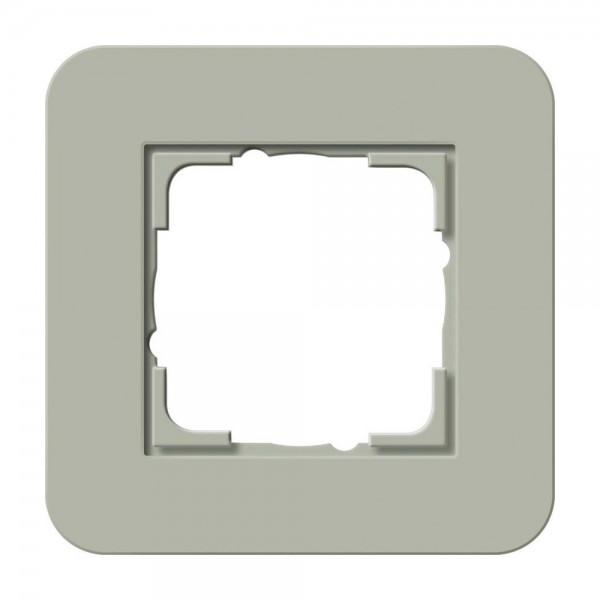 Gira 0211415 Abdeckrahmen 1-fach Graugrün Soft-Touch mit Trägerrahmen Reinweiß glänzend E3