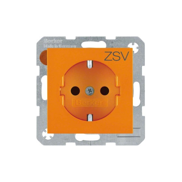Berker 47238907 Steckdose SCHUKO mit Aufdruck „ZSV“ S.1/B.3/B.7 orange glänzend