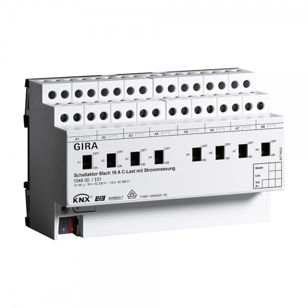 Gira 104600 KNX Schaltaktor 8-fach 16 A mit Handbetätigung