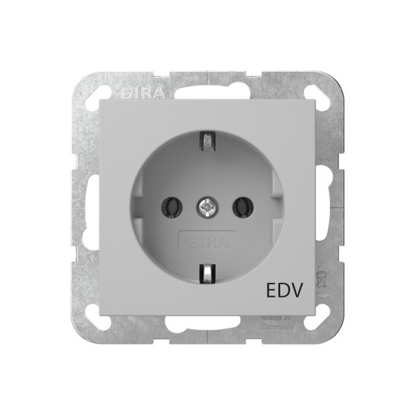 Gira 4458015 SCHUKO-Steckdose 16 A 250 V~ mit Aufdruck "EDV" System 55 Grau matt