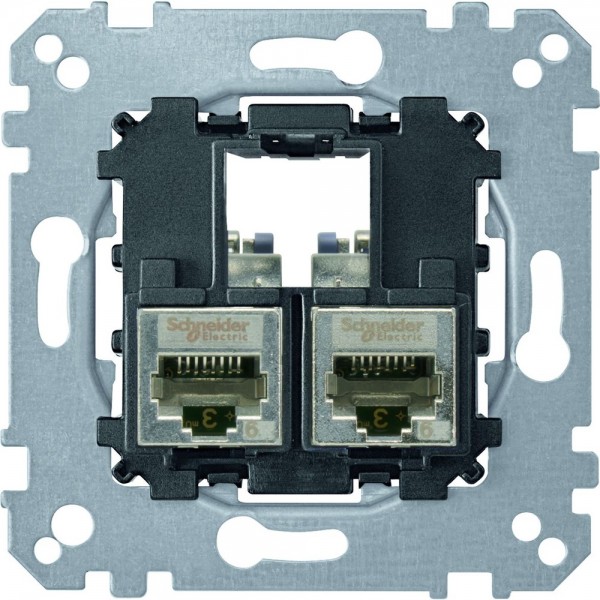 Merten MEG4576-0022 Tragplatte 2-fach mit Anschlußmodul RJ45 Cat6A STP