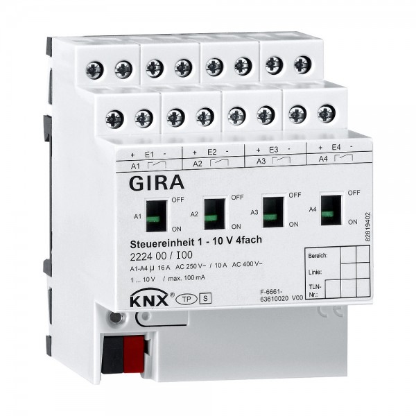 Gira 222400 KNX Steuereinheit 1 - 10 V 4-fach mit Handbetätigung