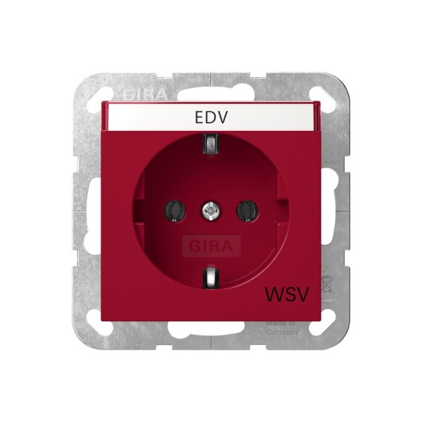 Gira 4457108 SCHUKO-Steckdose 16 A 250 V~ mit Beschriftungsfeld System 55 Rot glänzend