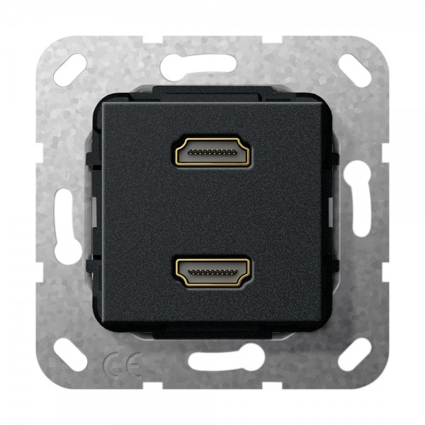 Gira 567210 Einsatz HDMI™ 2.0a + HDR 2-fach Kabelpeitsche Schwarz Matt
