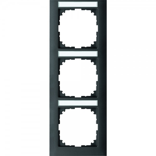 Merten MEG4032-3614 M-Pure-Abdeckrahmen 3-fach Beschriftungsträger senkrecht anthrazit edelmatt