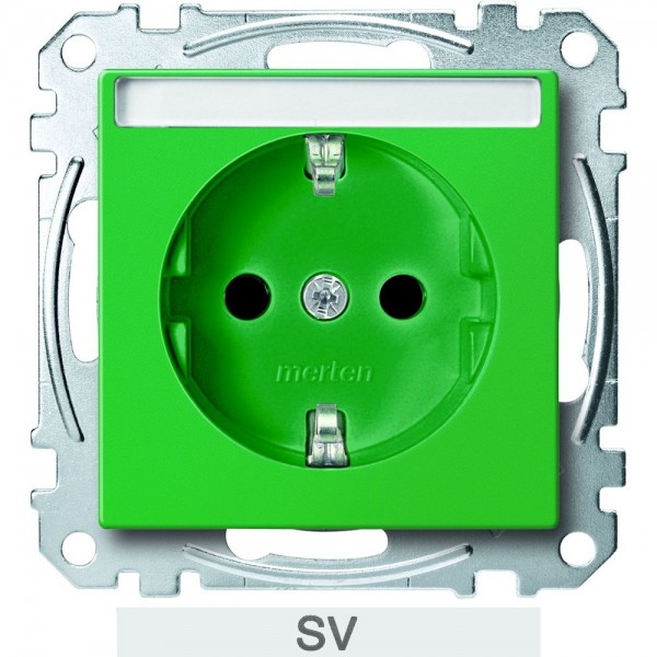 Merten MEG2302-0304 SCHUKO-Steckdose für Sonderstromkreise Schriftfeld SV System M grün