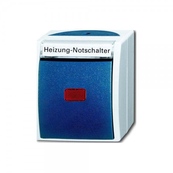 Busch Jaeger 2601/2SKWNH-53 Wippkontrollschalter Heizung-Notschalter ocean (IP 44) grau/blaugrün