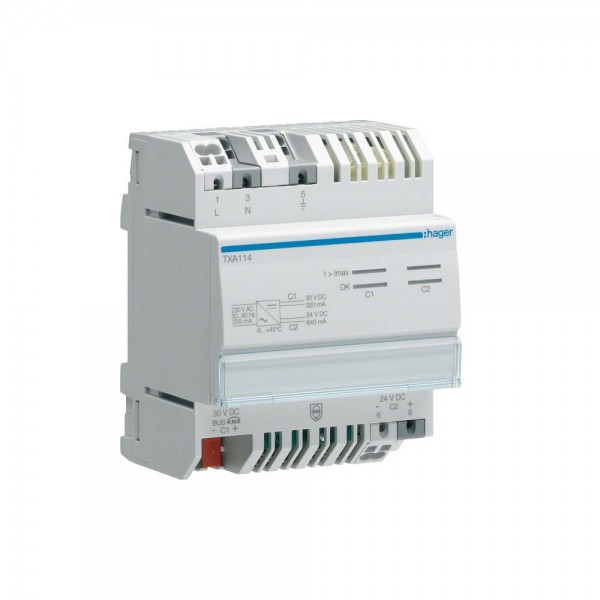 Hager TXA114 KNX easy Spannungsversorgung 1 Ausgang 1 Drossel 320mA+24VDC 640mA