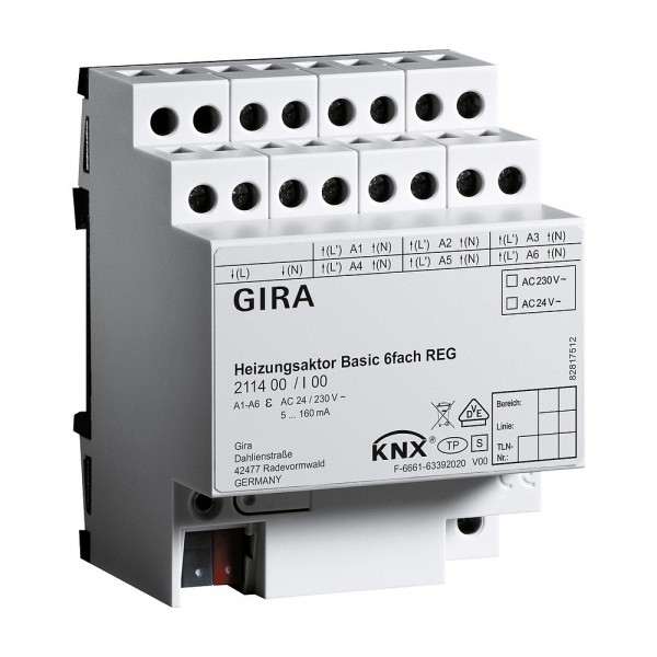 Gira 211400 KNX Heizungsaktor Basic 6-fach