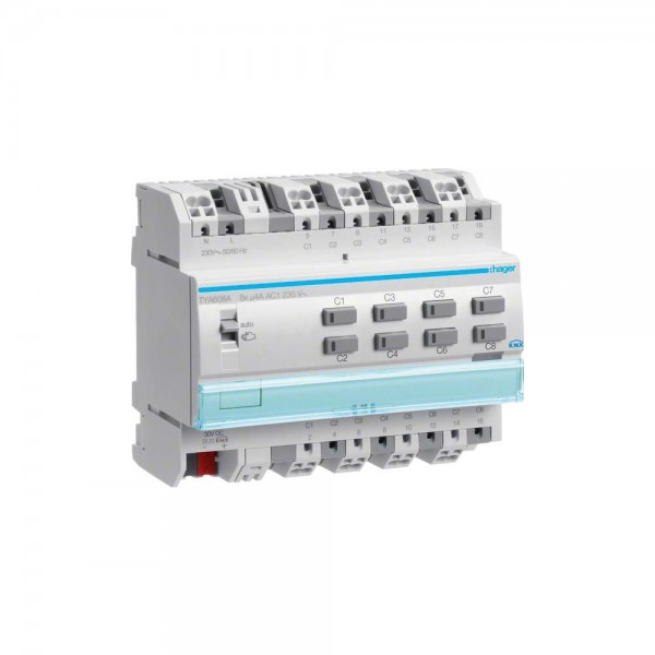 Hager TYA608A Schalt-/Jalousieaktor pro 4 A 8/4-fach mit Handbedienung ohne Bus KNX