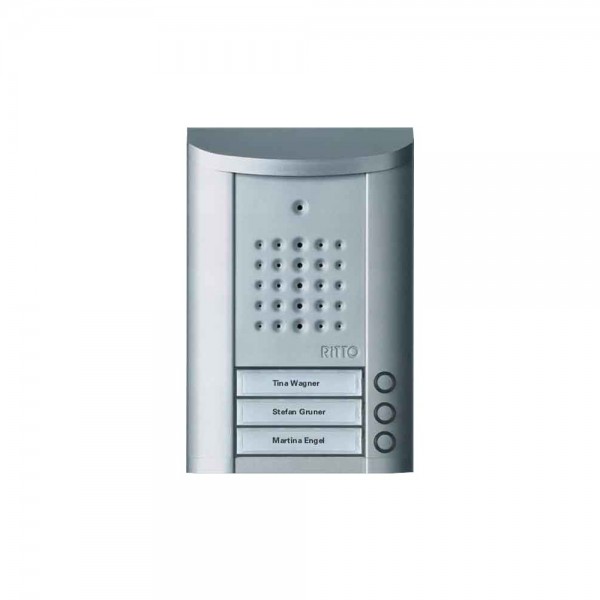 Ritto Entravox Kompakt-Türstation Audio 3 WE, 3 Klingeltasten, 3 Namensschilder silber 1840320