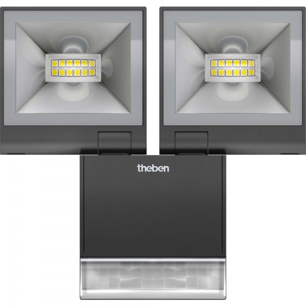 Theben theLeda S20 W BK LED-Strahler mit Bewegungsmelder 2x10W 3000K schwarz