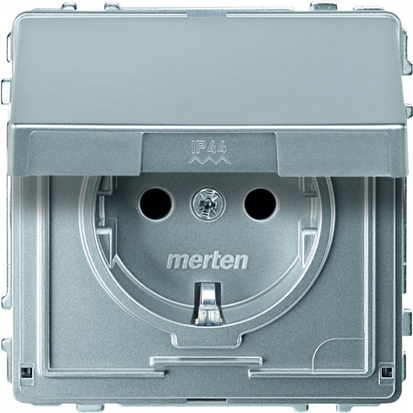 Merten MEG2310-7260 SCHUKO-Steckdose mit Klappdeckel Aquadesign aluminium