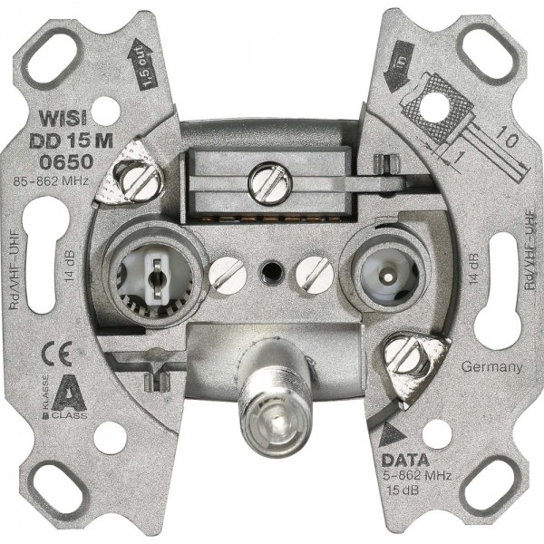 Wisi DD 15 M 0650 Breitband-Modemdose Durchgangsdose (DATA: F-Buchse)