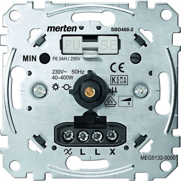 Merten MEG5132-0000 Drehdimmer-Einsatz für ohmsche Last mit Druck-Wechselschalter 40-400 W