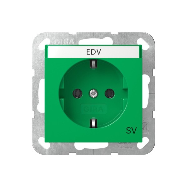 Gira 4457107 SCHUKO-Steckdose 16 A 250 V~ mit Beschriftungsfeld System 55 Grün glänzend