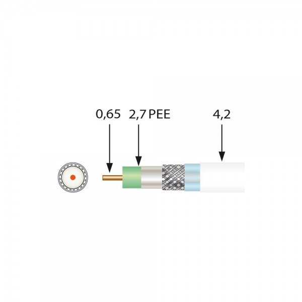 Televes SK0729plus Mini-Koaxialkabel weiß 100 Meter Spule