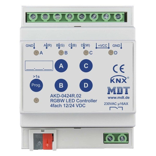 MDT technologies AKD-0424R.02 LED Controller 4-Kanal 4/8A RGBW 4TE REG