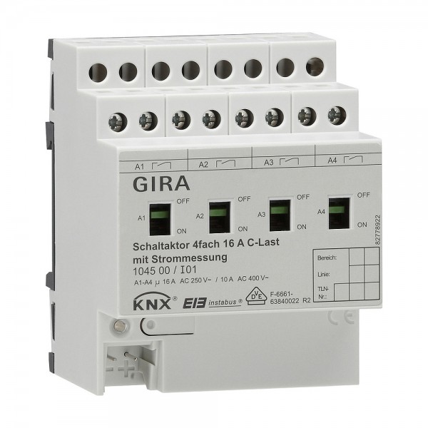 Gira 104500 KNX Schaltaktor 4-fach 16 A mit Handbetätigung