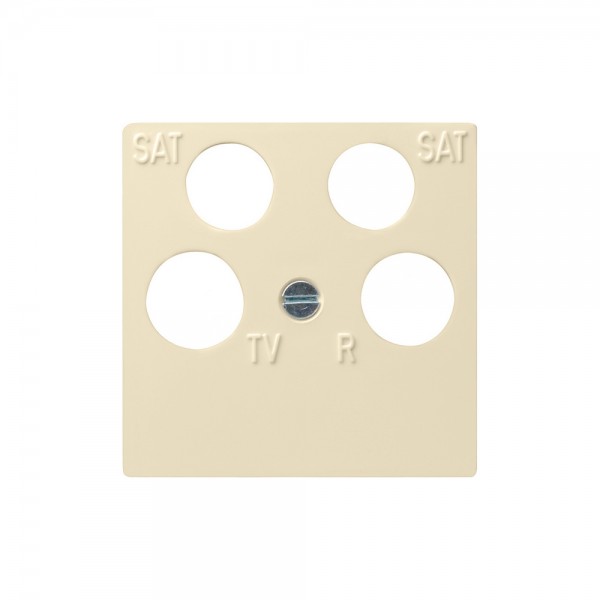 Gira 025901 Zentralplatte 4-fach für Koaxial- Antennensteckdose System 55 Cremeweiß glänzend