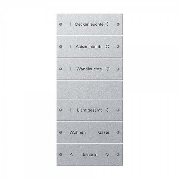 Gira 220626 Wippenset 6-fach (3+3) beschreibbar System 55 Aluminium