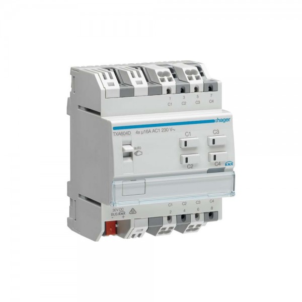 Hager TXA604D Schalt-/Jalousieaktor für C-Last easy 16 A 4/2-fach KNX