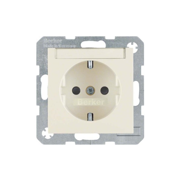 Berker 41498982 Steckdose SCHUKO mit Beschriftungsfeld S.1/B.3/B.7 cremeweiß glänzend