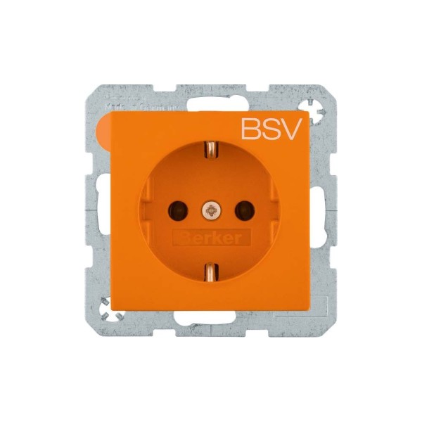 Berker 47438917 Steckdose SCHUKO mit Aufdruck "BSV" S.1/B.3/B.7 orange glänzend