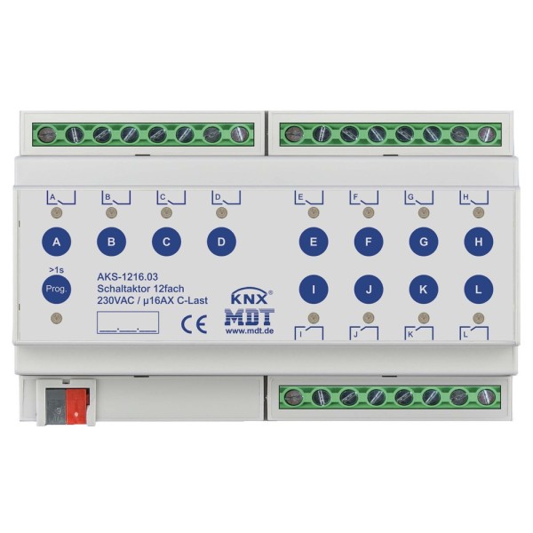 MDT technologies AKS-1216.03 Schaltaktor 12-fach 8TE REG 16A 230VAC