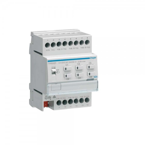 Hager TXM646R Heizungsaktor 6-fach easy mit Regler 24/230 V Triac