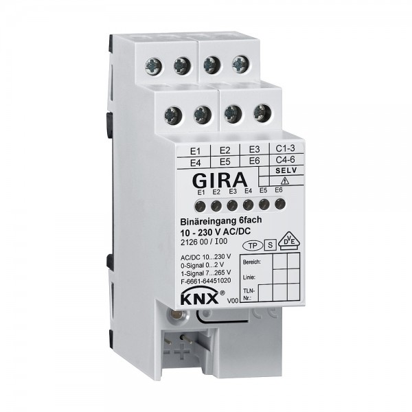 Gira 212600 KNX Binäreingang 6-fach 10 - 230 V AC/DC