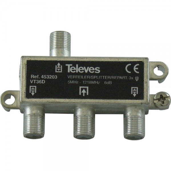 Televes VT36D Verteiler 3-fach 6dB 5-1218MHz