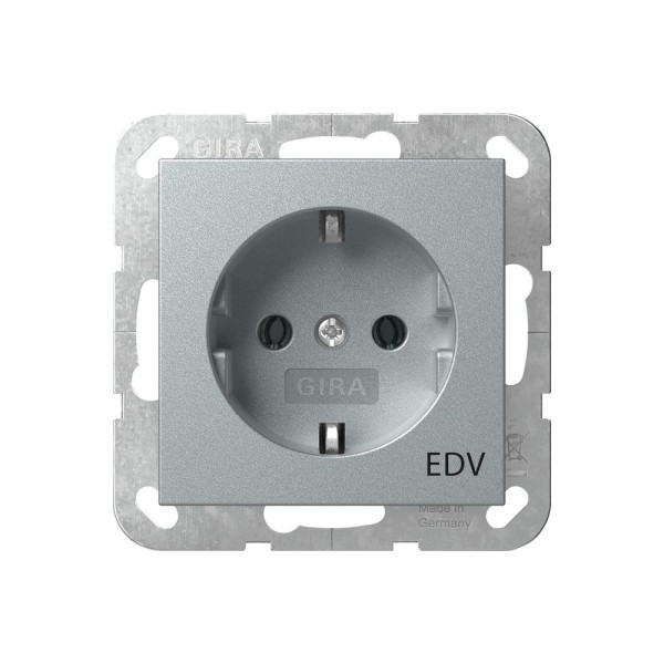 Gira 445826 SCHUKO-Steckdose 16 A 250 V~ mit Aufdruck "EDV" System 55 Alu