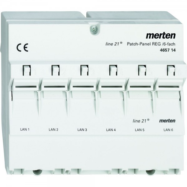 Merten 465714 Line 21 Patch-Panel REG 6-fach lichtgrau