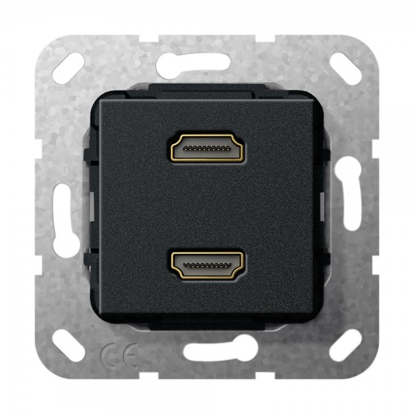 Gira 567110 Einsatz HDMI™ 2.0a + HDR 2-fach Kupplung Schwarz Matt