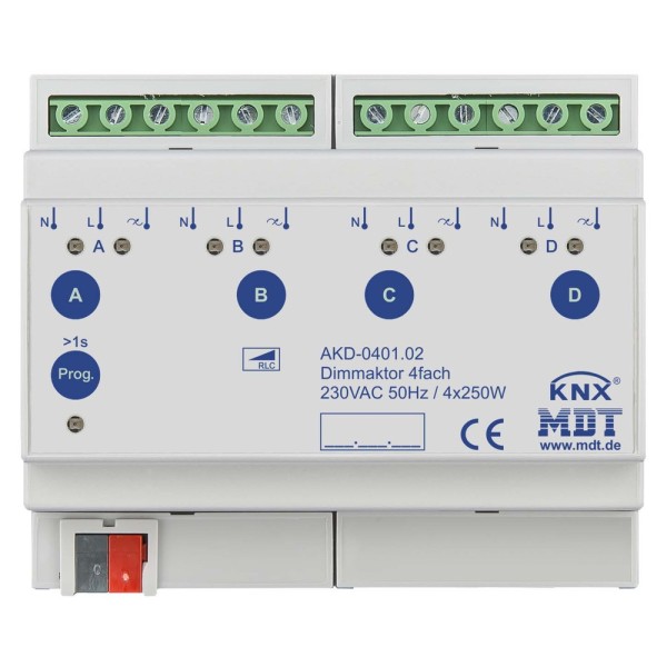 MDT technologies AKD-0401.02 Dimmaktor 4-fach 6TE REG 250W 230VAC