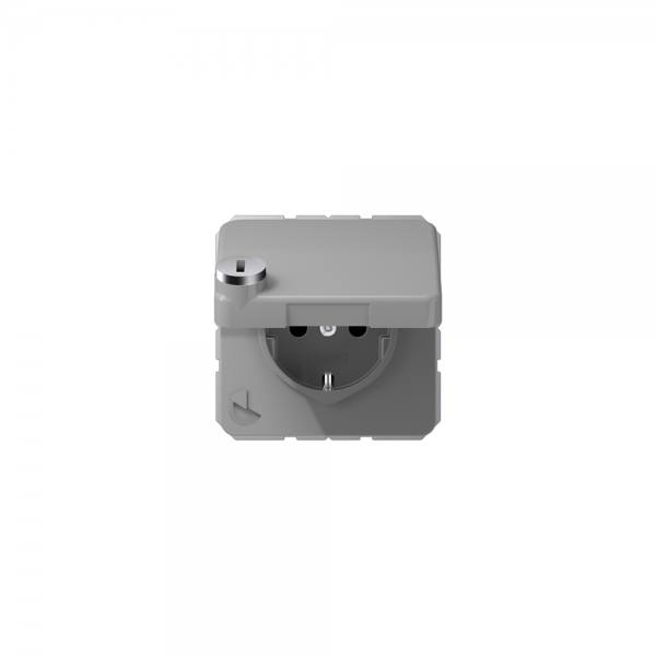 Jung CD1520BFKLSLGR SCHUKO-Steckdose Klappdeckel bruchsicher grau hochglänzend