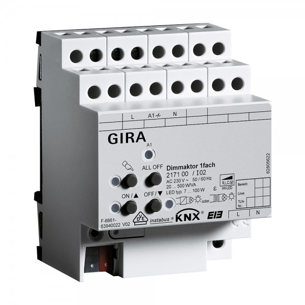 Gira 217100 KNX Dimmaktor 1-fach 20 - 500 W/VA