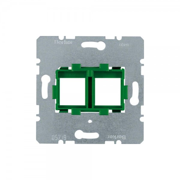 Berker 454104 Tragplatte mit grüner Aufnahme 2-fach für Modular Jacks