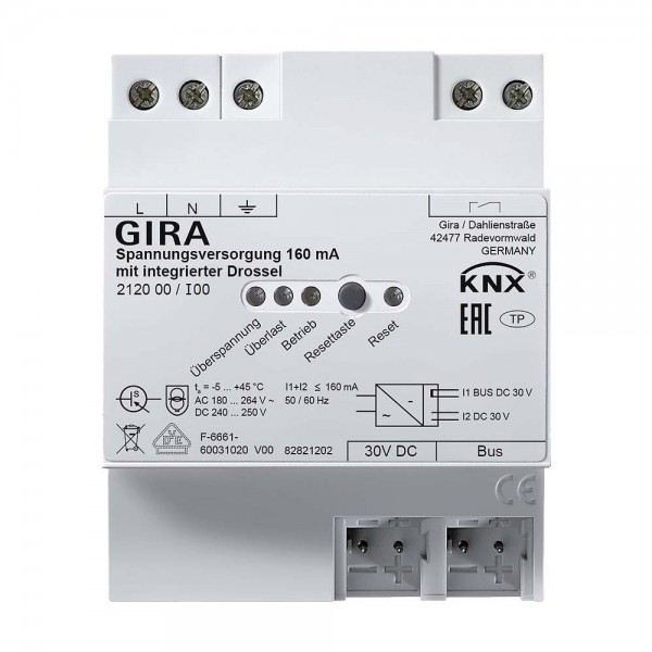 Gira 212000 KNX-Spannungsversorgung 160mA mit integrierter Drossel REG