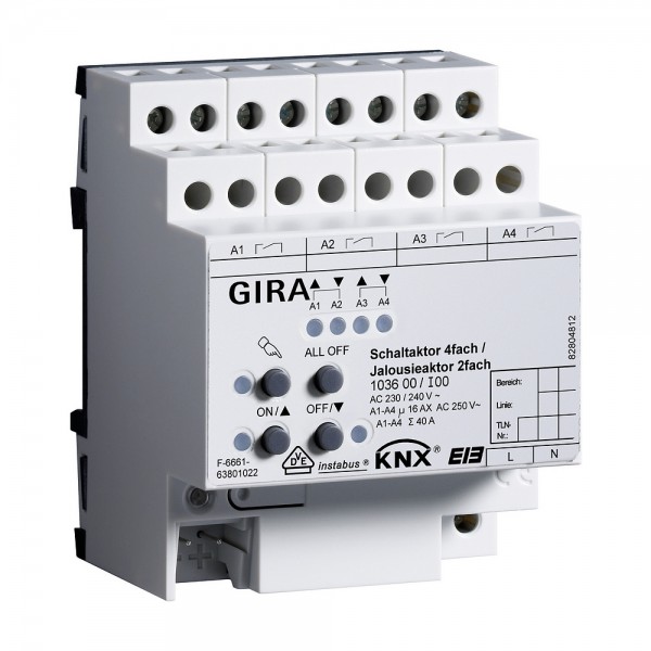 Gira 103600 Schalt-Jalousieaktor 4f/2f 16A KNX/EIB REG