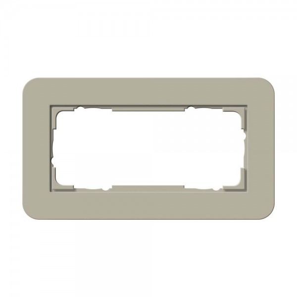 Gira 1002418 Abdeckrahmen 2-fach Graubeige Soft-Touch mit Trägerrahmen Reinweiß glänzend E3