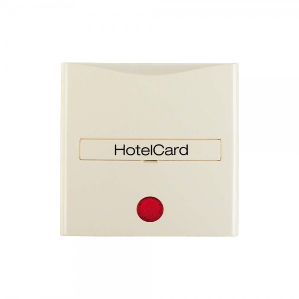 Berker 16408982 Zentralstück mit roter Linse und Aufdruck HotelCard S.1/B.3/B.7 cremeweiß glänzend