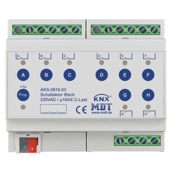 MDT technologies AKS-0816.03 Schaltaktor 8-fach 6TE REG 16A 230VAC