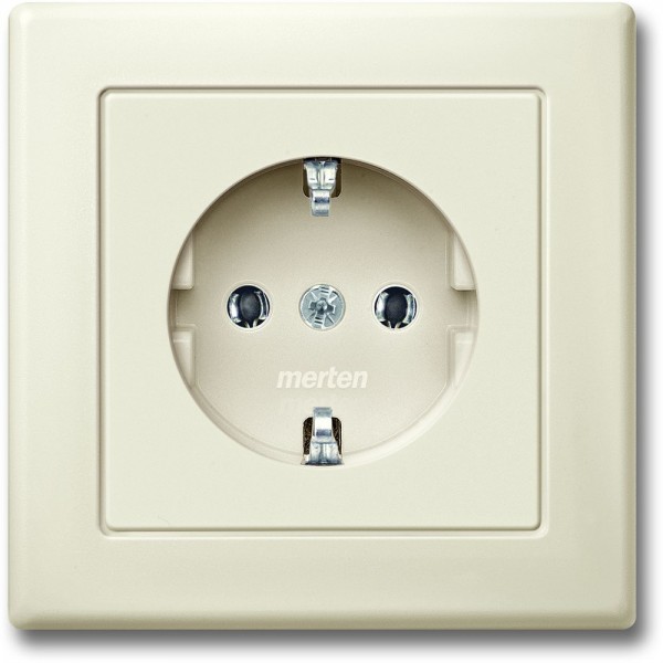 Merten MEG2401-1544 M-Smart SCHUKO-Steckdose mit voller Abdeckplatte cremeweiß edelmatt