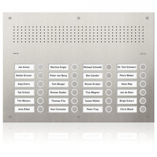 Ritto Acero pur Edelstahl-Türstation Audio 24 WE, 24 Klingelstasten, 4 Spalten RGE1814225