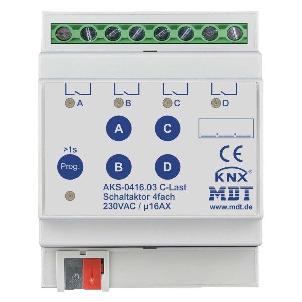 MDT technologies AKS-0416.03 Schaltaktor 4-fach 4TE REG 16A 230VAC