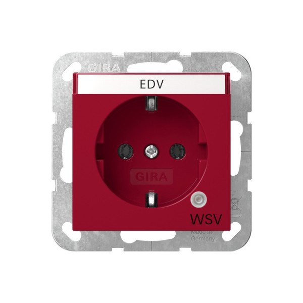 Gira 4452108 SCHUKO-Steckdose 16 A 250 V~ mit Kontrolllicht System 55 Rot glänzend