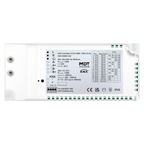 MDT technologies AKD-0260CC.02 LED Controller CC/CV 60W/230V 2-Kanal